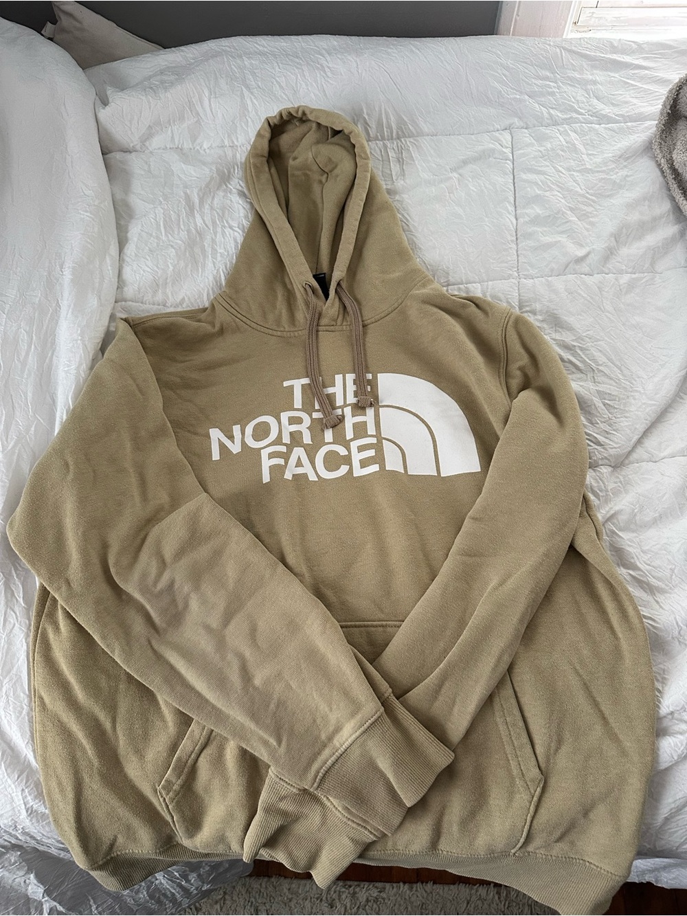 The North Face Men's Hoodie in Olive/Tan with White Logo